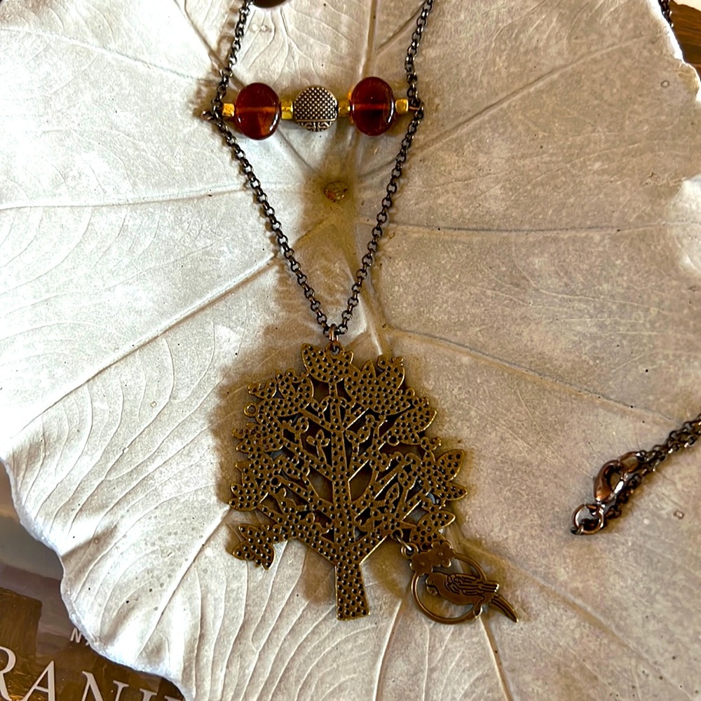 Long Tree Pendant Necklace